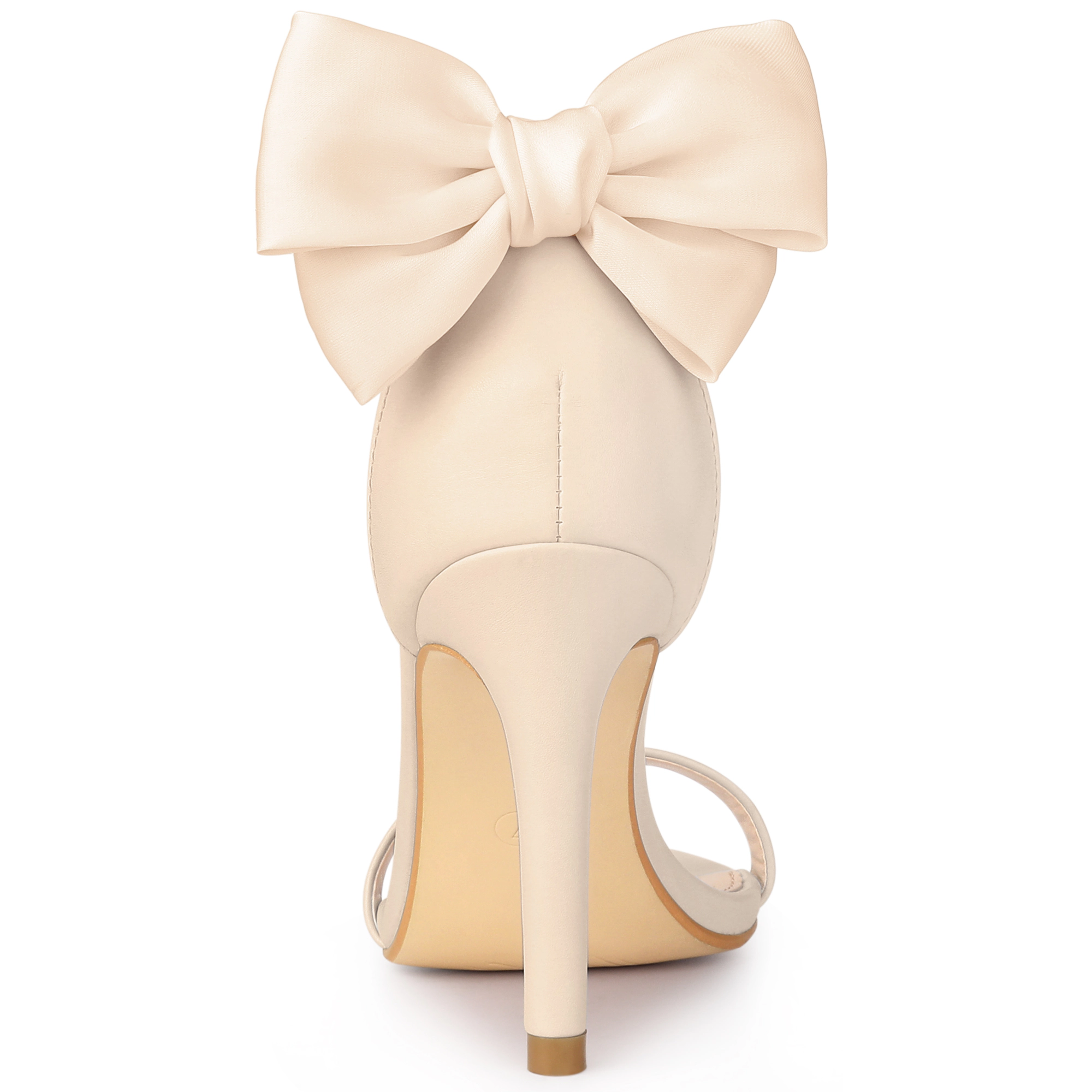 BLISSFUL STEP Women's Open Toe Stiletto Heel Bow Back Ankle Strap Sandals