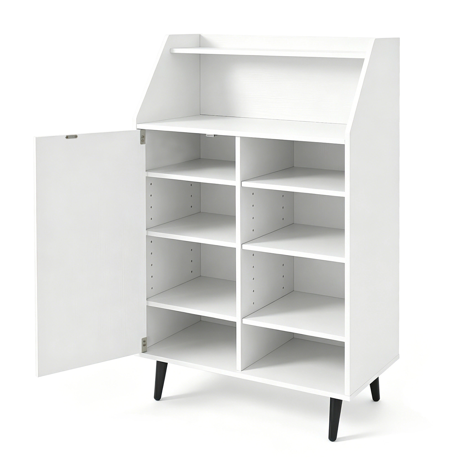 LJG Shoe Storage Cabinet with 2-Tier Open Compartment and 4-Tier Adjustable Shelf