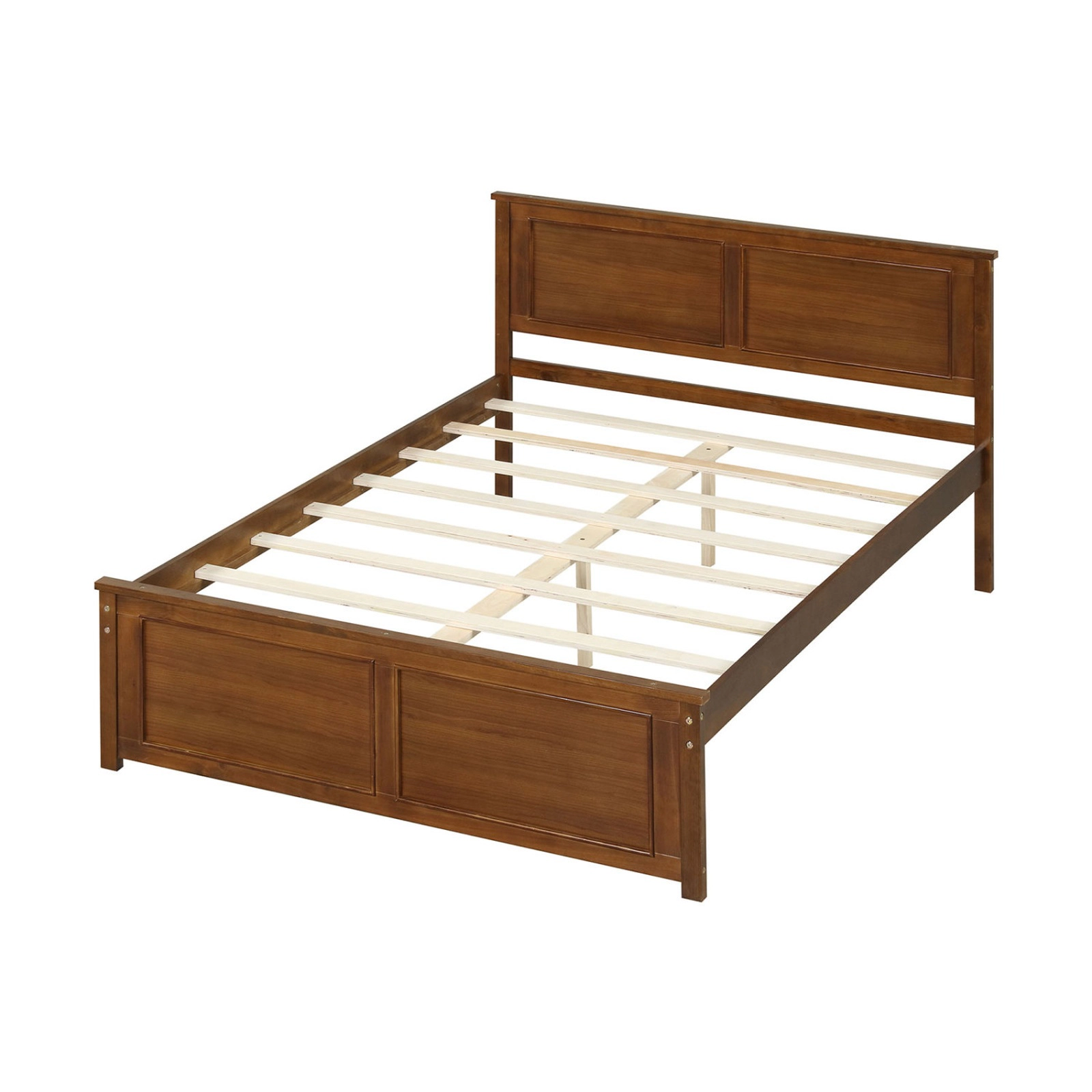 SUGIFT Solid Wood Platform Bed Frame with Headboard 600-lb Capacity 12-in Underbed Clearance Full Size Walnut