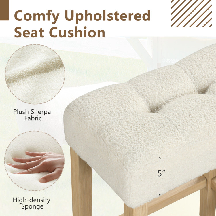 Hivvago Set of 2 Modern Counter Height Bar Stools with Rubber Wood Legs