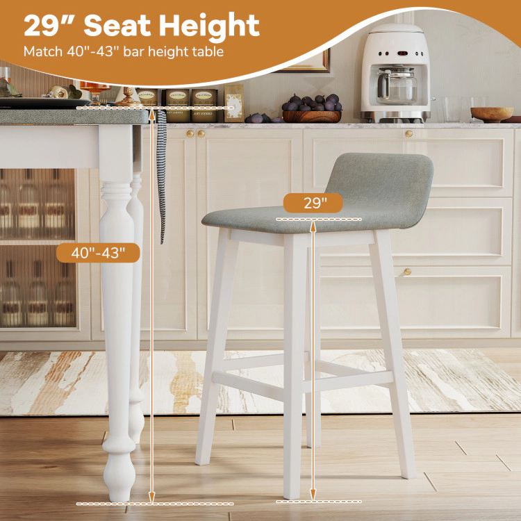 Hivvago 29-Inch Tall Bar Chairs with Soft Cushioned Seat and Solid Rubber Wood Legs - Set of 2