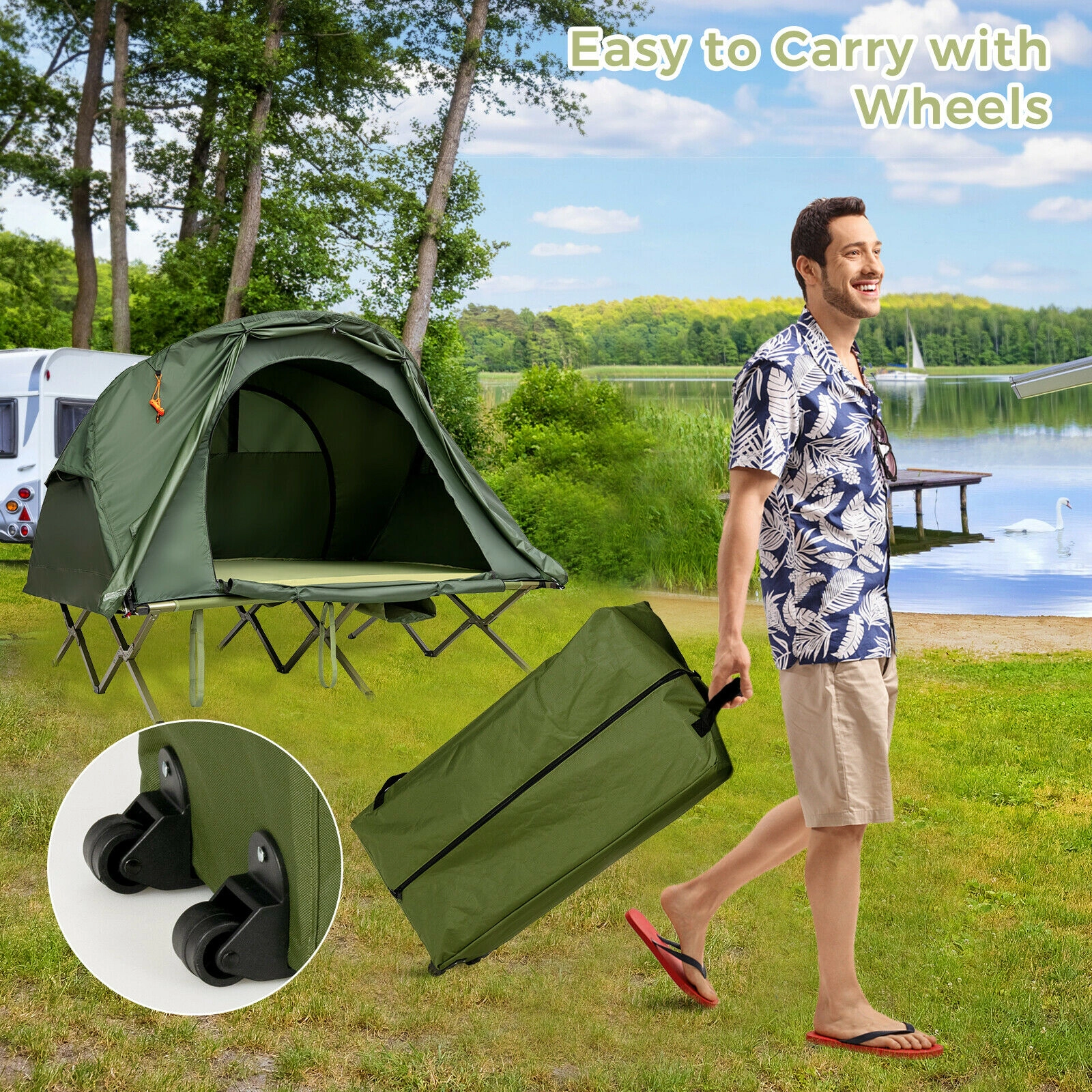 LJG 2-Person Outdoor Camping Tent with External Cover