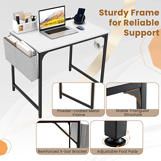 SlickBlue Unisex Compact Office Desk with Charging Station and Storage