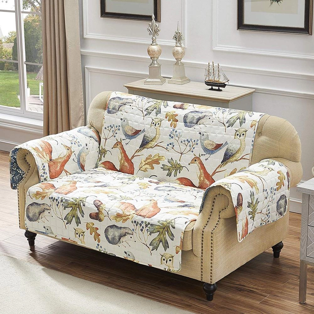 Barefoot Bungalow Willow Reversible Furniture Protector Slipcover Loveseat 103x76" Multi
