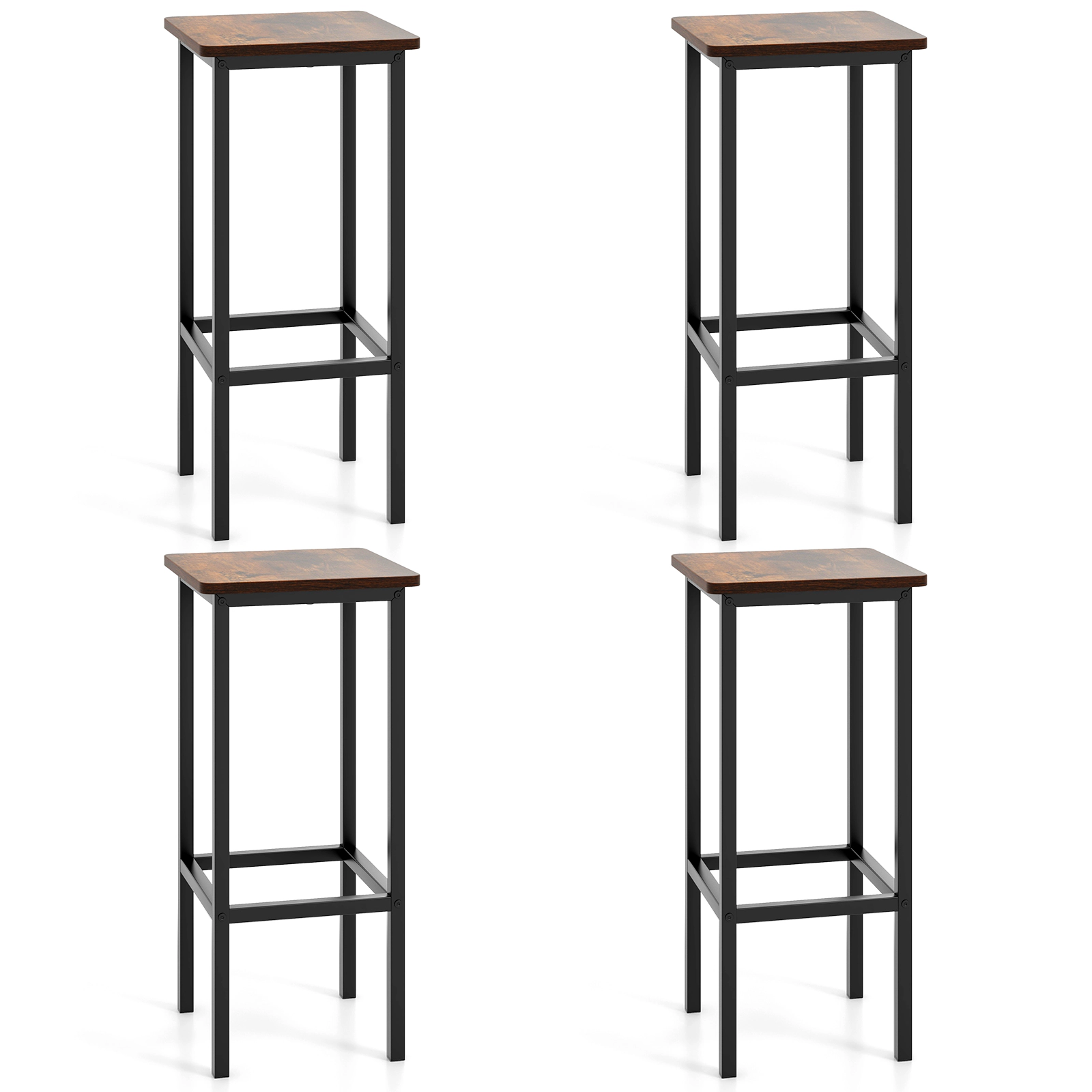 Glintex 4-Piece 26-Inch Backless Metal Counter Stool Set with Footrests