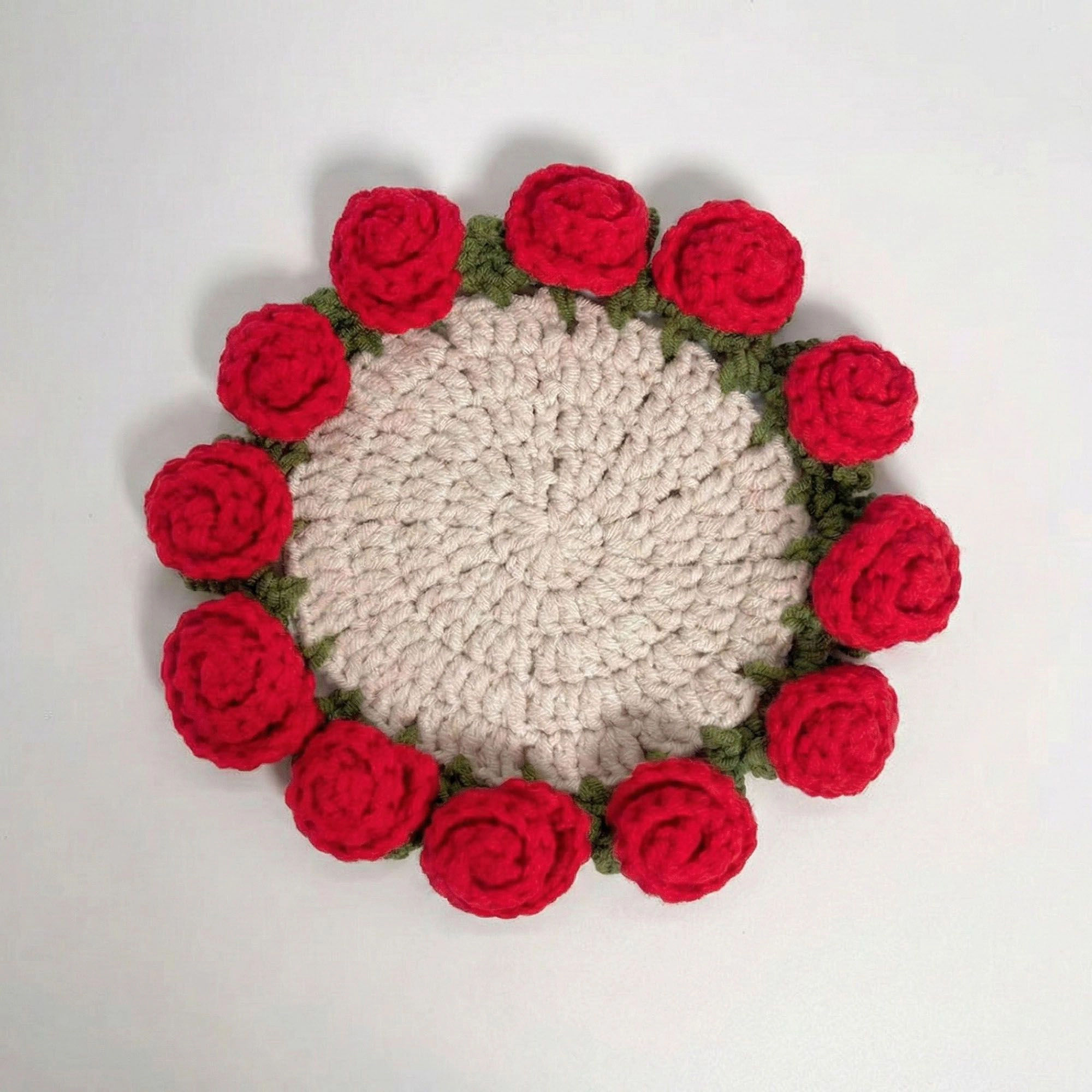 Alilang Unisex Handcrafted Crochet Sunflower Coaster with Floral Knit Design