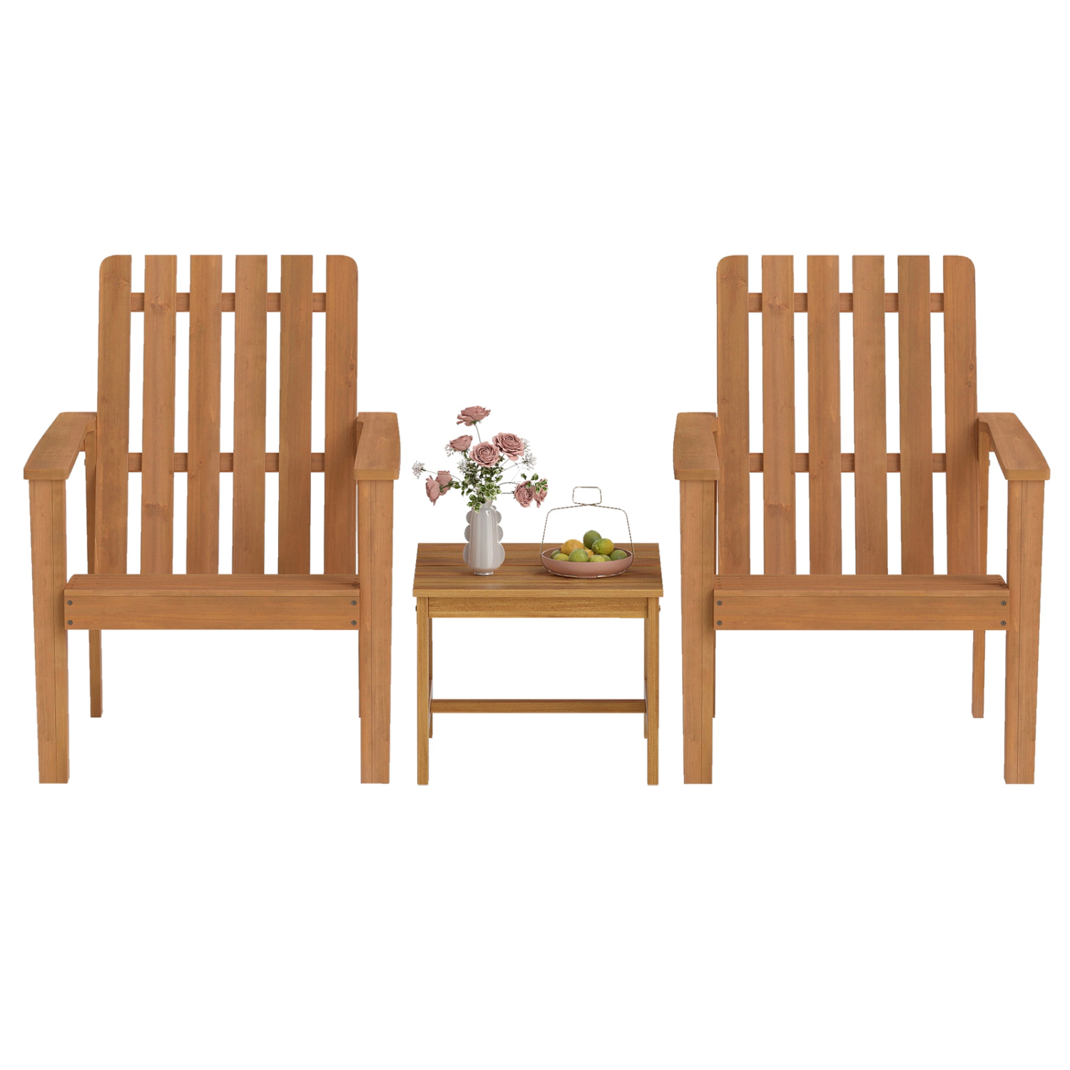 Glintex 17-Inch Square Acacia Wood Patio Side Table with Slatted Top, Natural