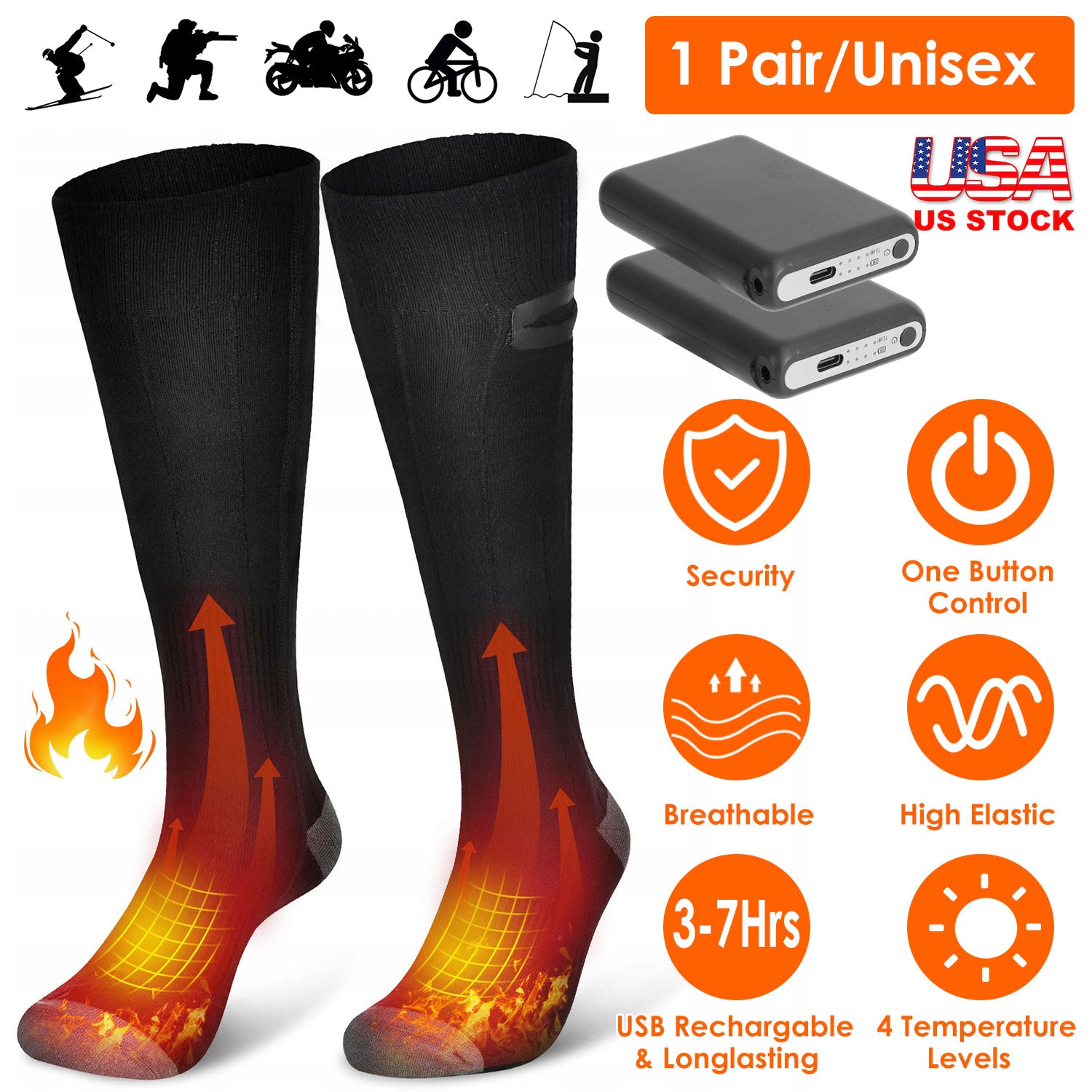 GBruno Rechargeable Battery Heated Socks