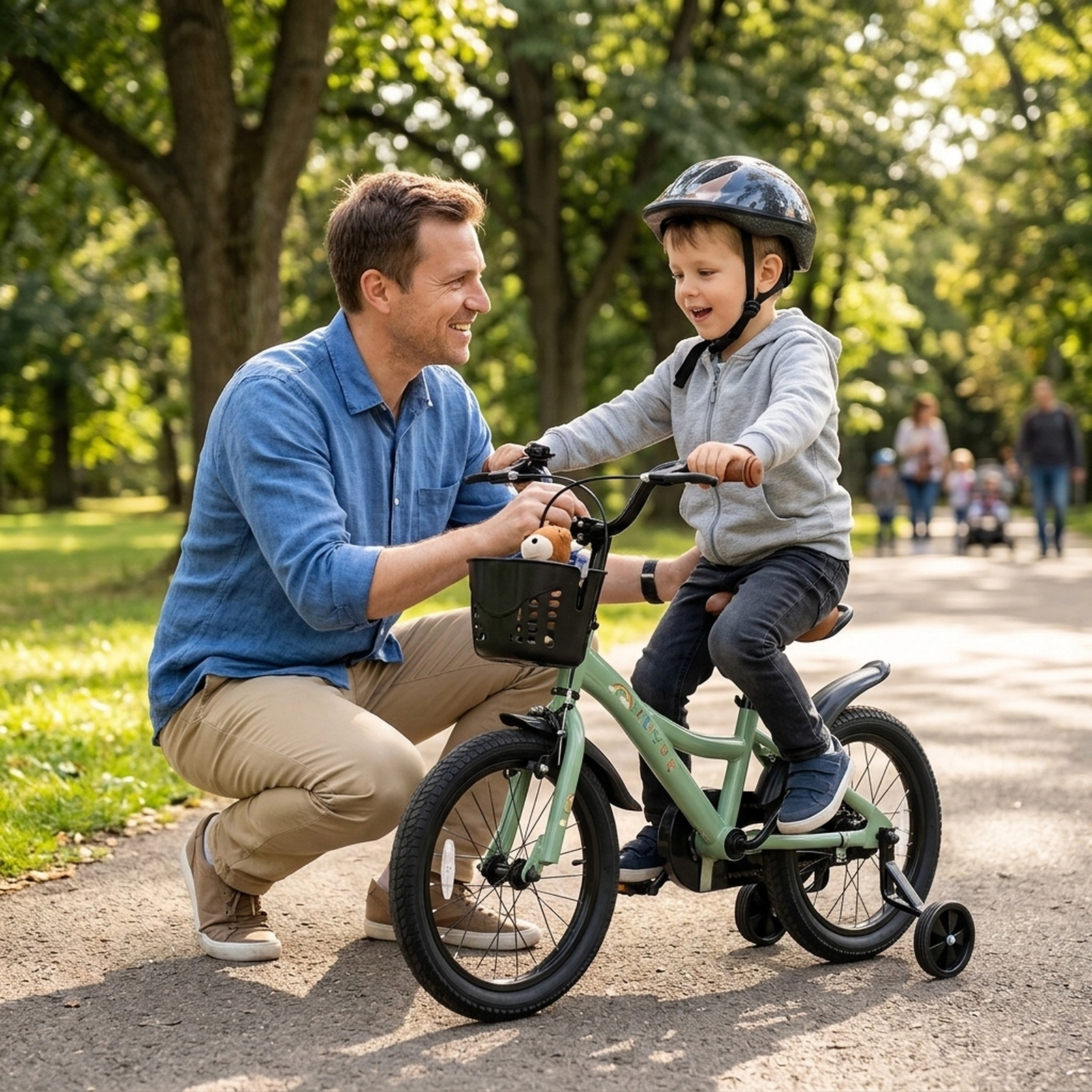 14-in Girls Bike with Front Basket Carry Handle and Removable Training Wheels for Ages 3-5 Mudguards and Bell Bicycle
