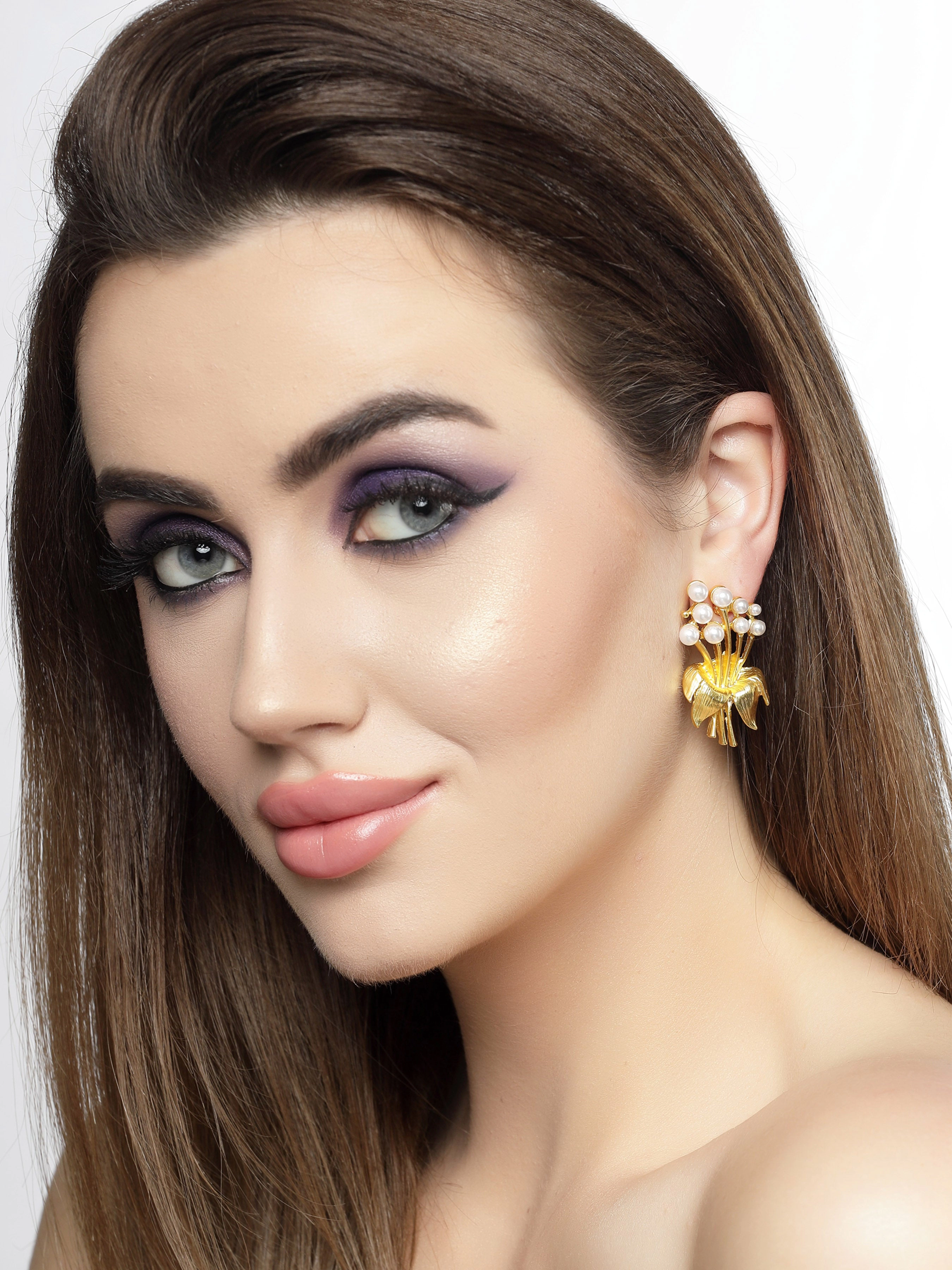 AGP PARIS Womens Gold-Plated Hibiscus Pearl Drop Earrings