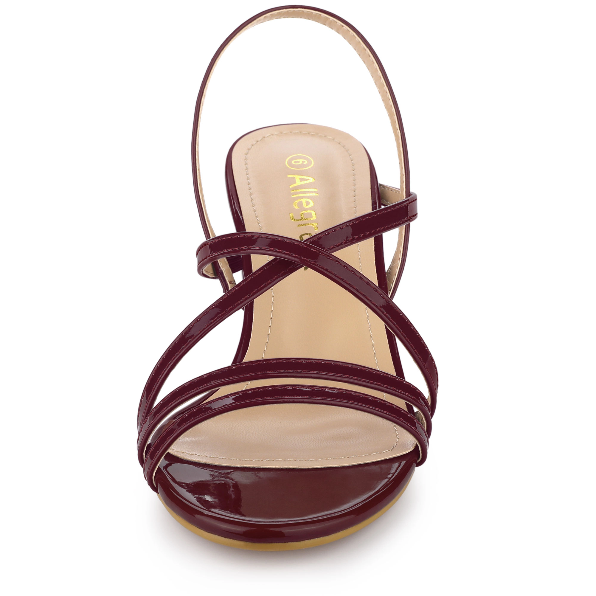 BLISSFUL STEP Women's Strappy Slingback Chunky Heels Block Heel Slide Sandals