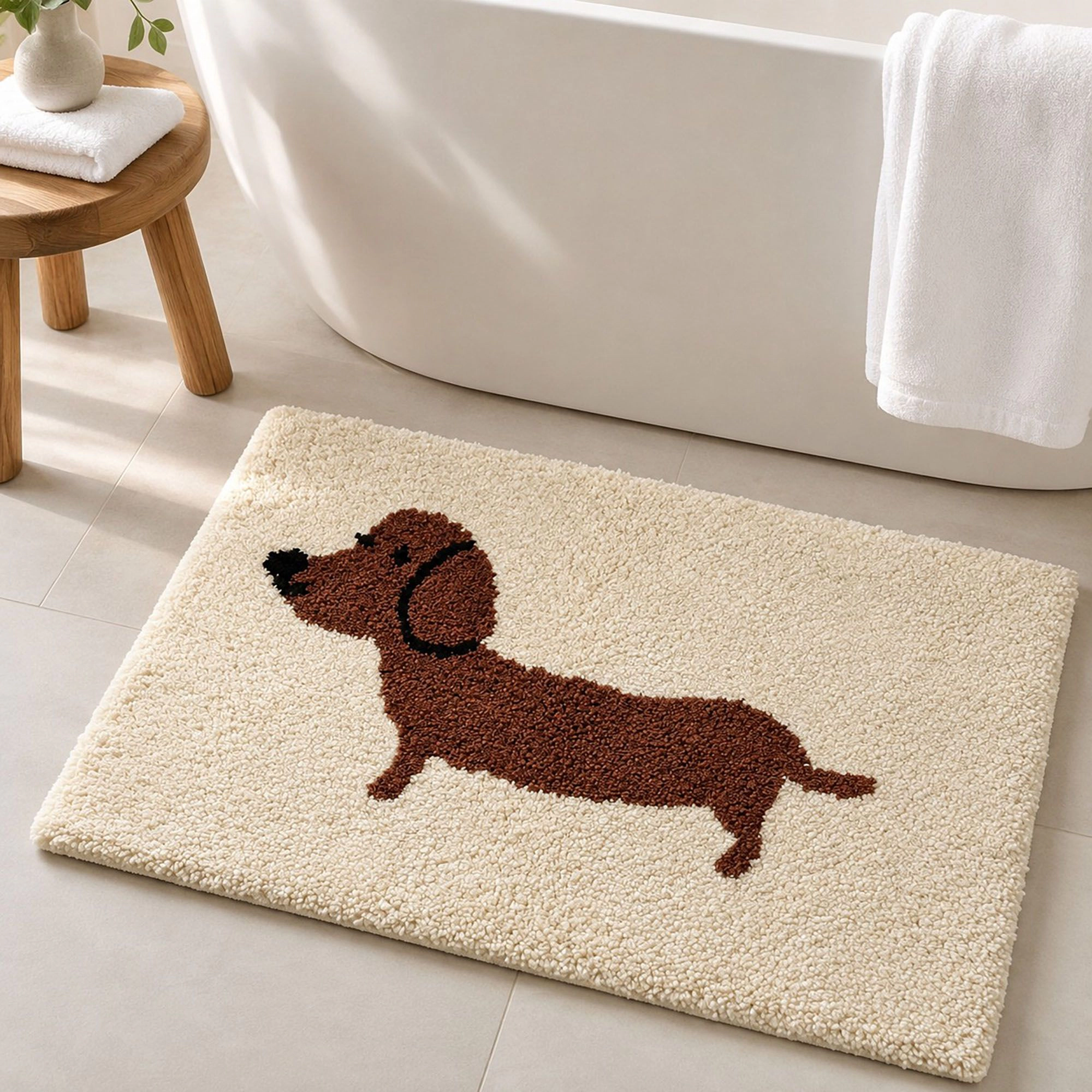 Alilang Unisex Dachshund Dog Bath Mat Nonslip Accent Rug 15.7 x 23.6 Inches