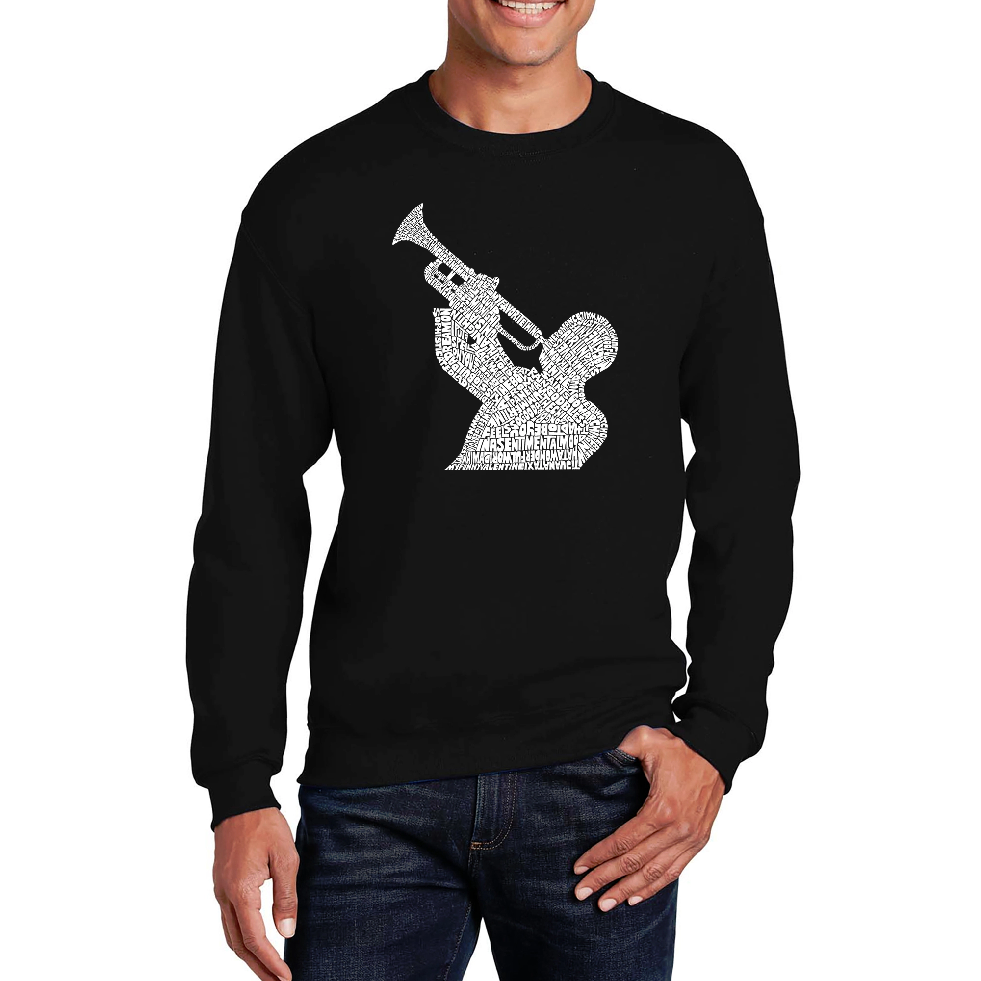 LA Pop Art All Time Jazz Songs - Men's Word Crew Sweatshirt