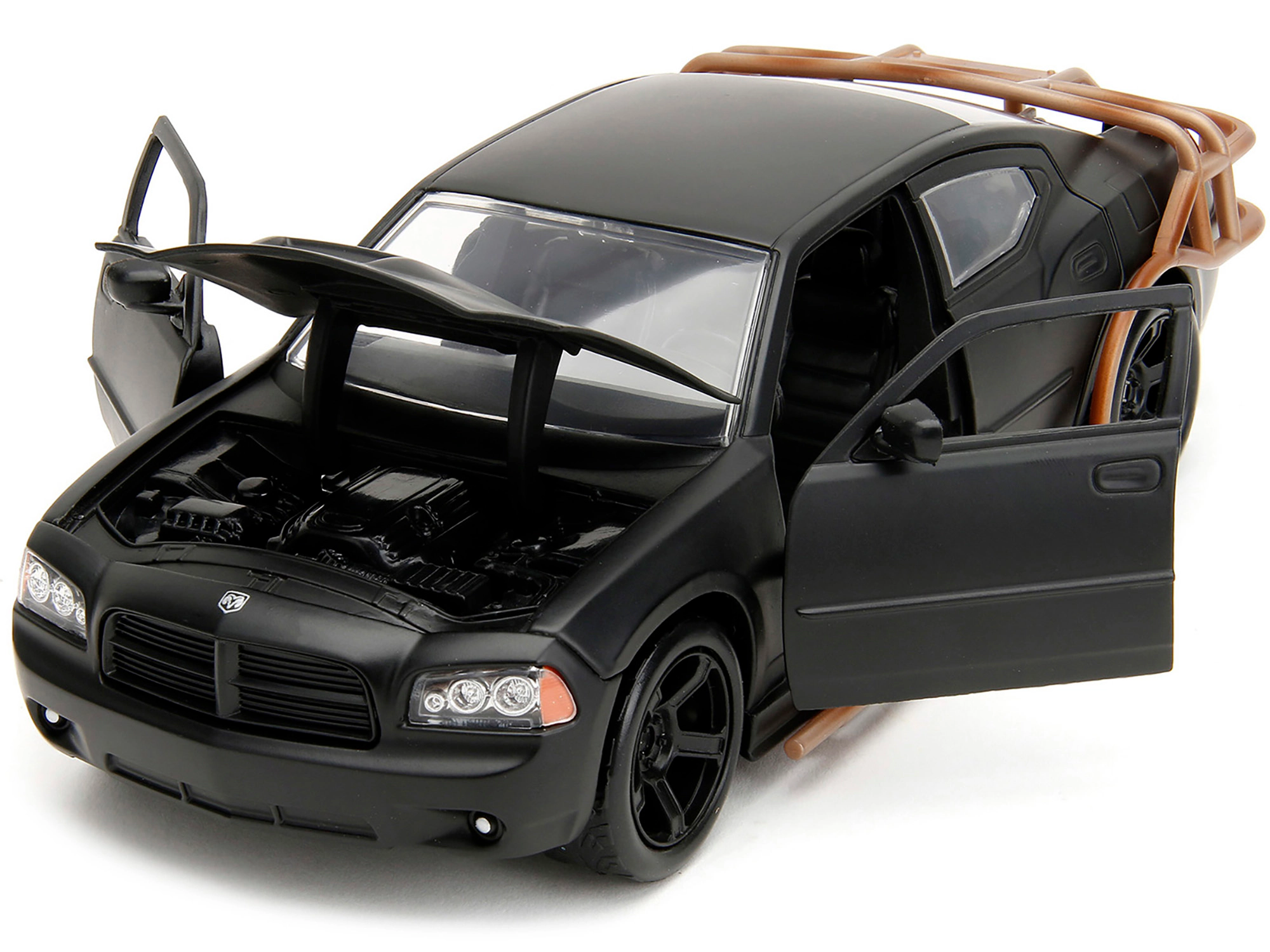 Jada 2006 Dodge Charger Matt Black with Outer Cage "Fast & Furious" Movie 1/24 Diecast Model Car by Jada