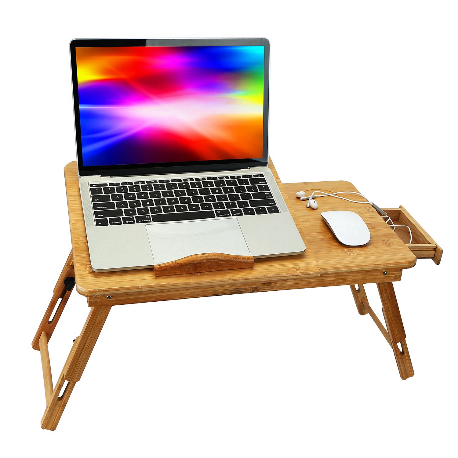 GBruno Bamboo Adjustable Laptop Desk With Drawer
