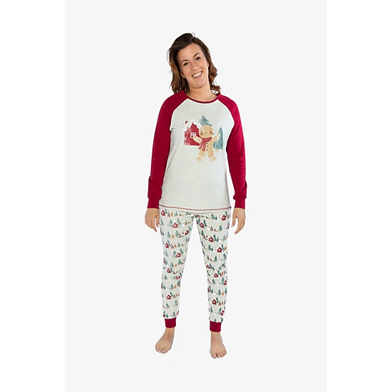 Deux par Deux Womens Two Piece Holiday Print Christmas Pajama Top and Pants Set