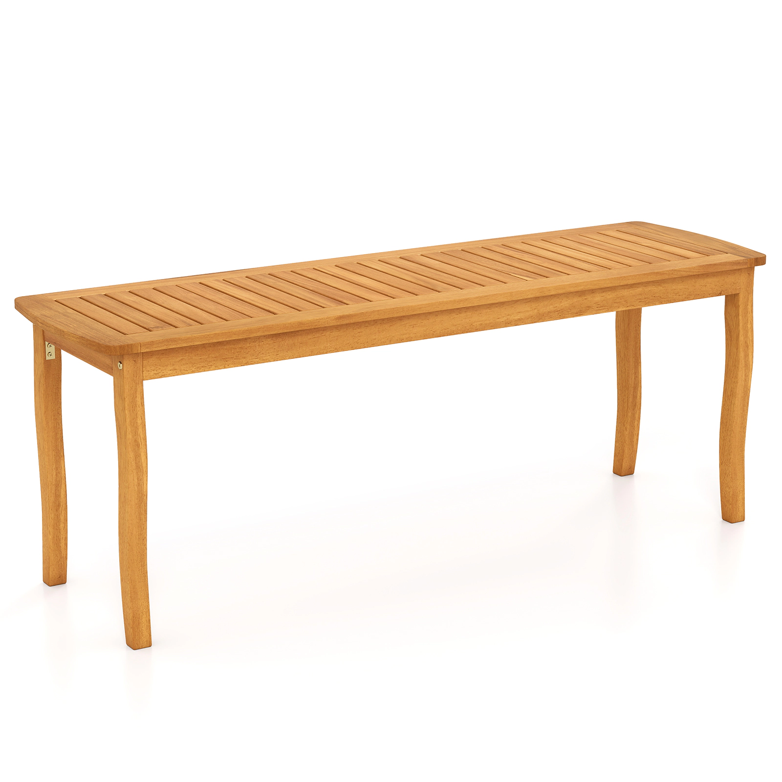 SUGIFT 48-in Long Acacia Wood Outdoor Patio Dining Bench 800-lb Capacity Natural 1-Piece Slatted Seat