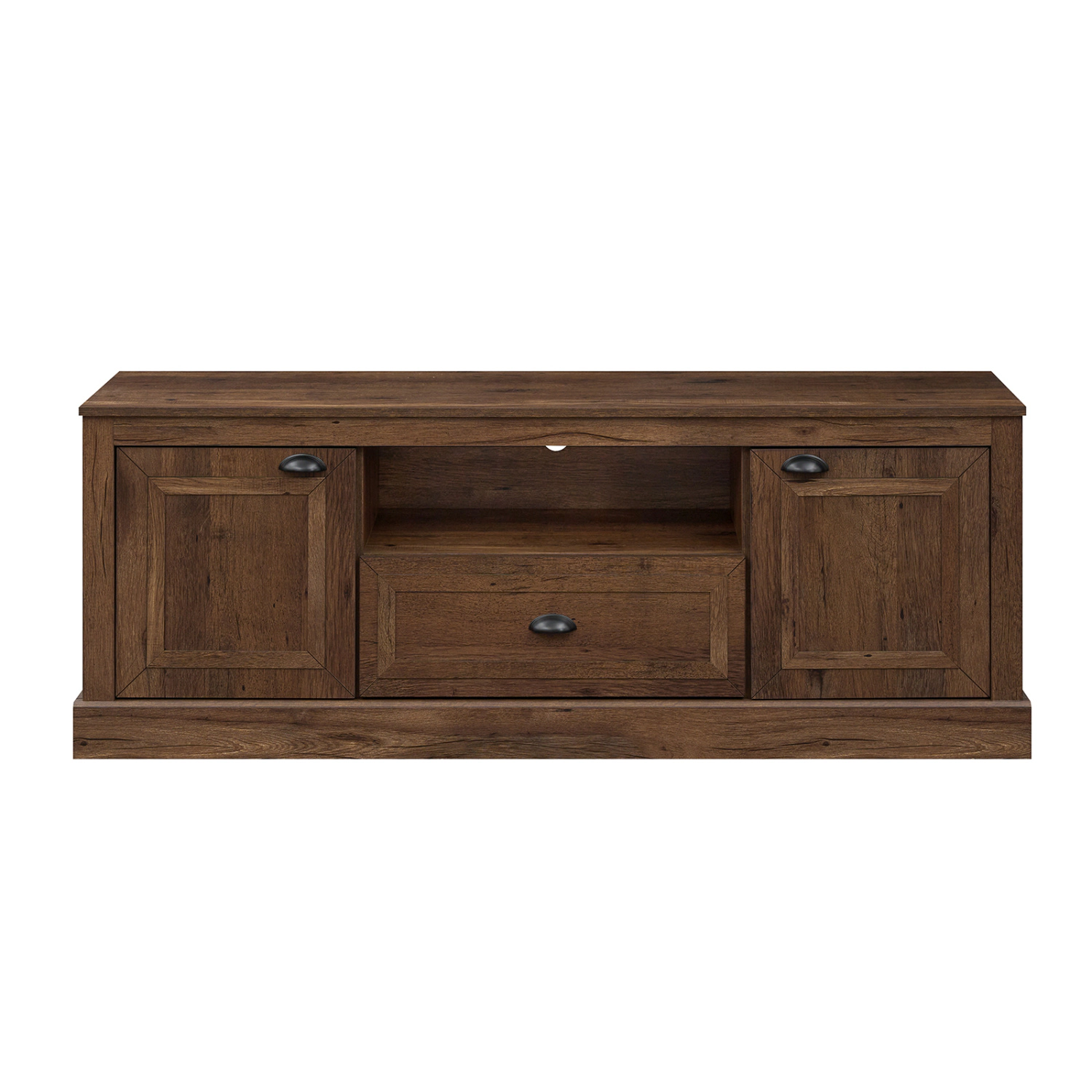LJG Retro Farmhouse TV Stand for 70" TVs with 2 Doors & Removable Shelves
