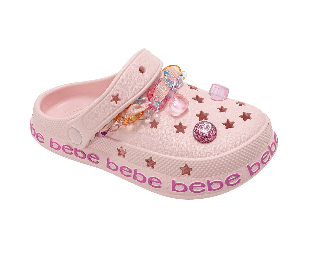 bebe Girl's EVA Clogs - Lightweight Slip-On Shoes with Charms for Kids