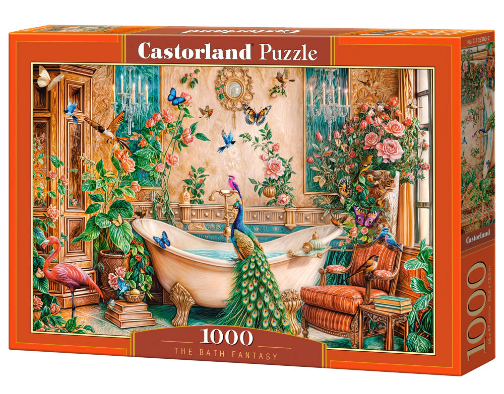 CASTORLAND 1000 Piece Jigsaw Puzzles, The Bath Fantasy, Luxurious bathroom, Peacock and exotic birds, Art., C-105380-2