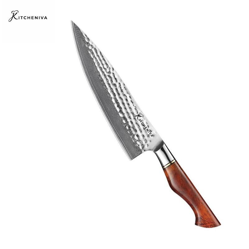 Kitcheniva 8-Inch 73 Layer Damascus Powder Steel Chefs Knife With Rose Wood Handle