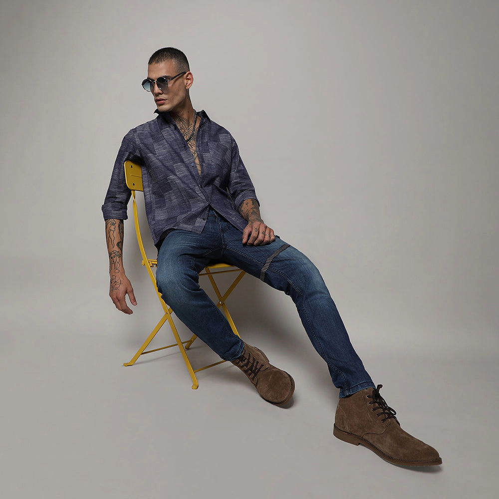Men's Heathered Denim Check Shirt