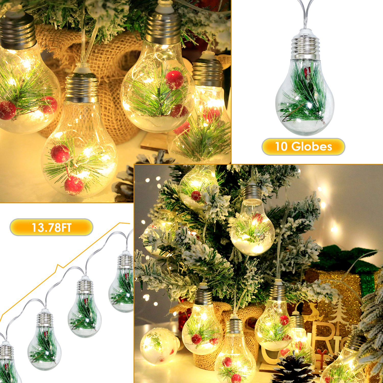 GBruno Battery-Powered Snow Globe String Lights