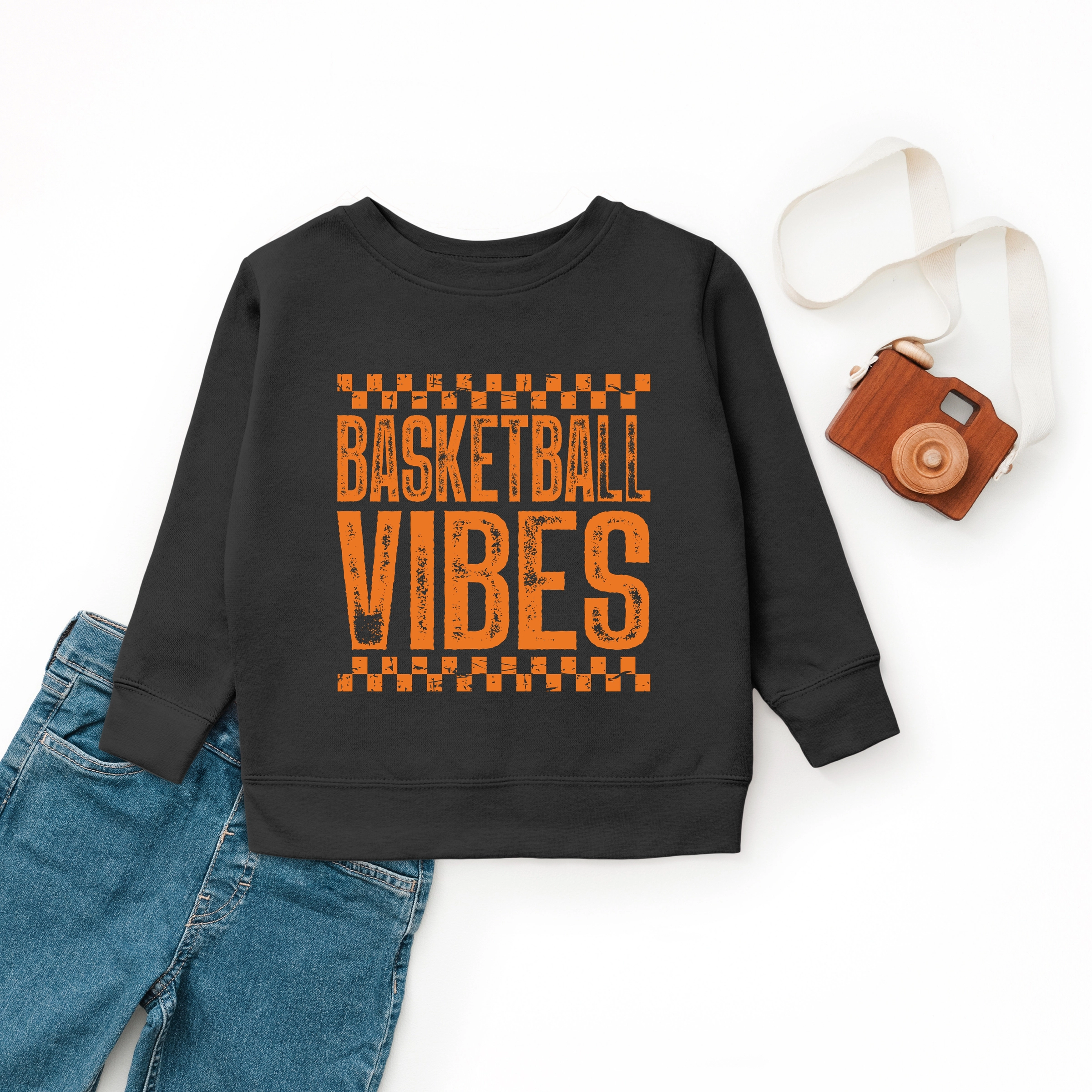 The Juniper Shop - Basketball Vibes Checkered Distressed Youth Graphic Sweatshirt