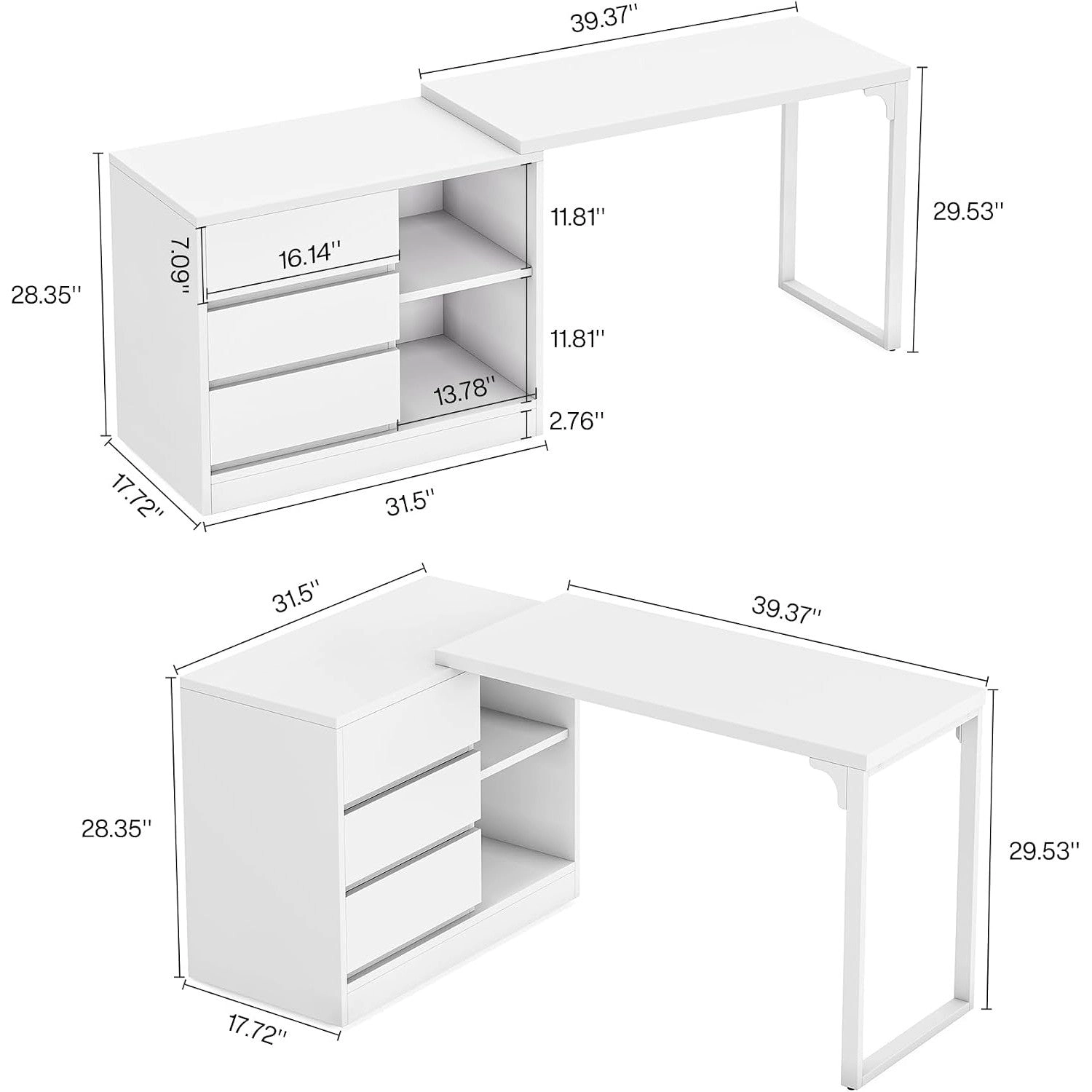 Tribesigns Modern L-Shaped Wood Computer Desk with Drawers