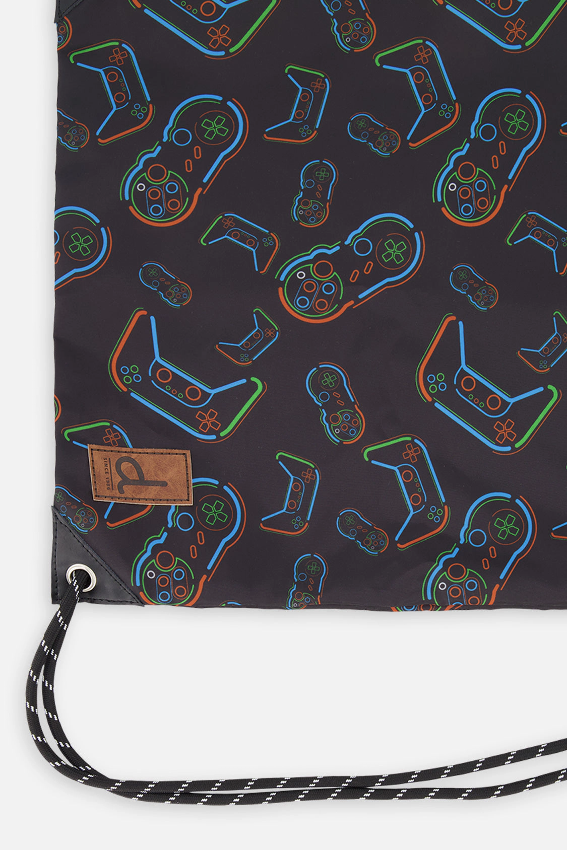 Deux par Deux Boys Lightweight Game Controller Print Drawstring Bag