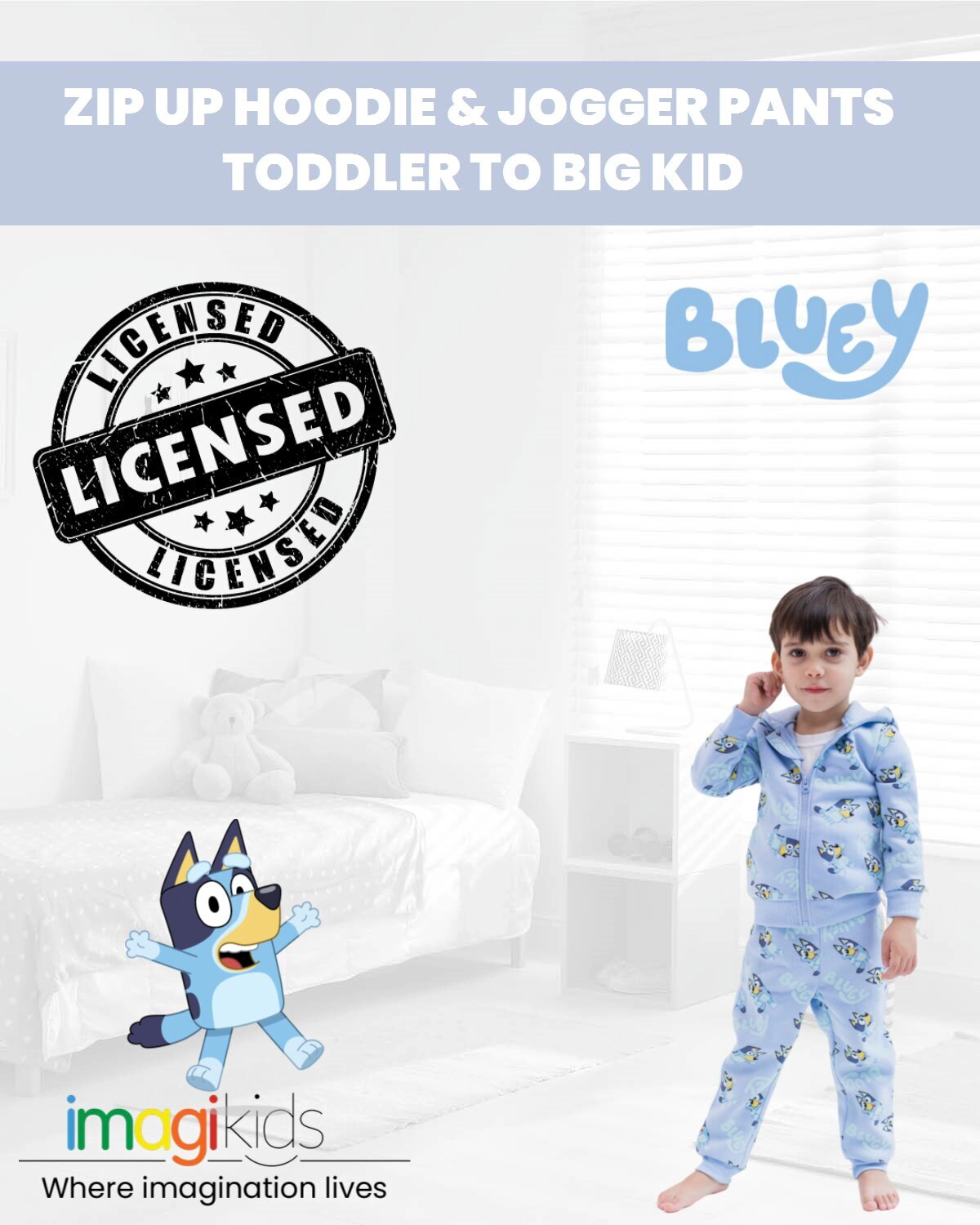 Bluey Boys' Fleece Hoodie and Joggers Set