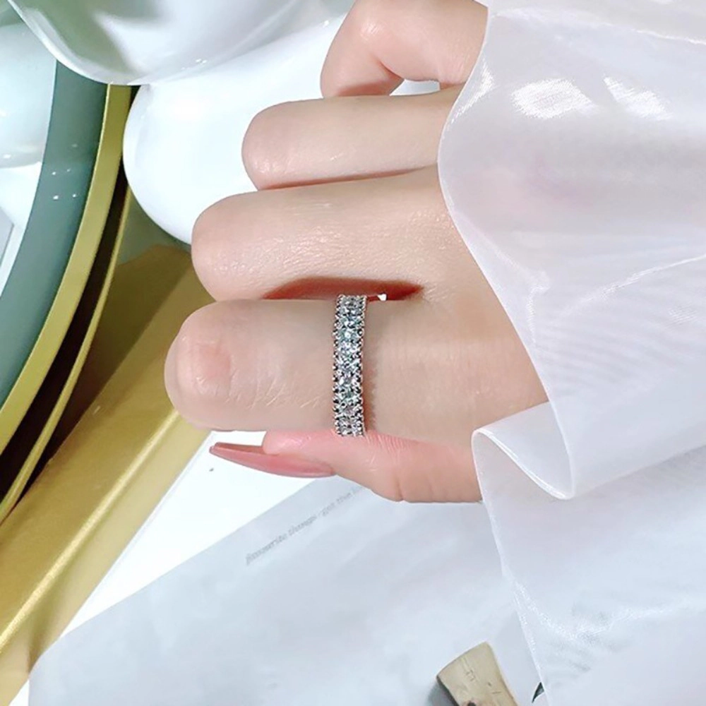 Classic Shiny Zirconia Eternity Rings for Women Party Wedding Elegant Rings Jewelry
