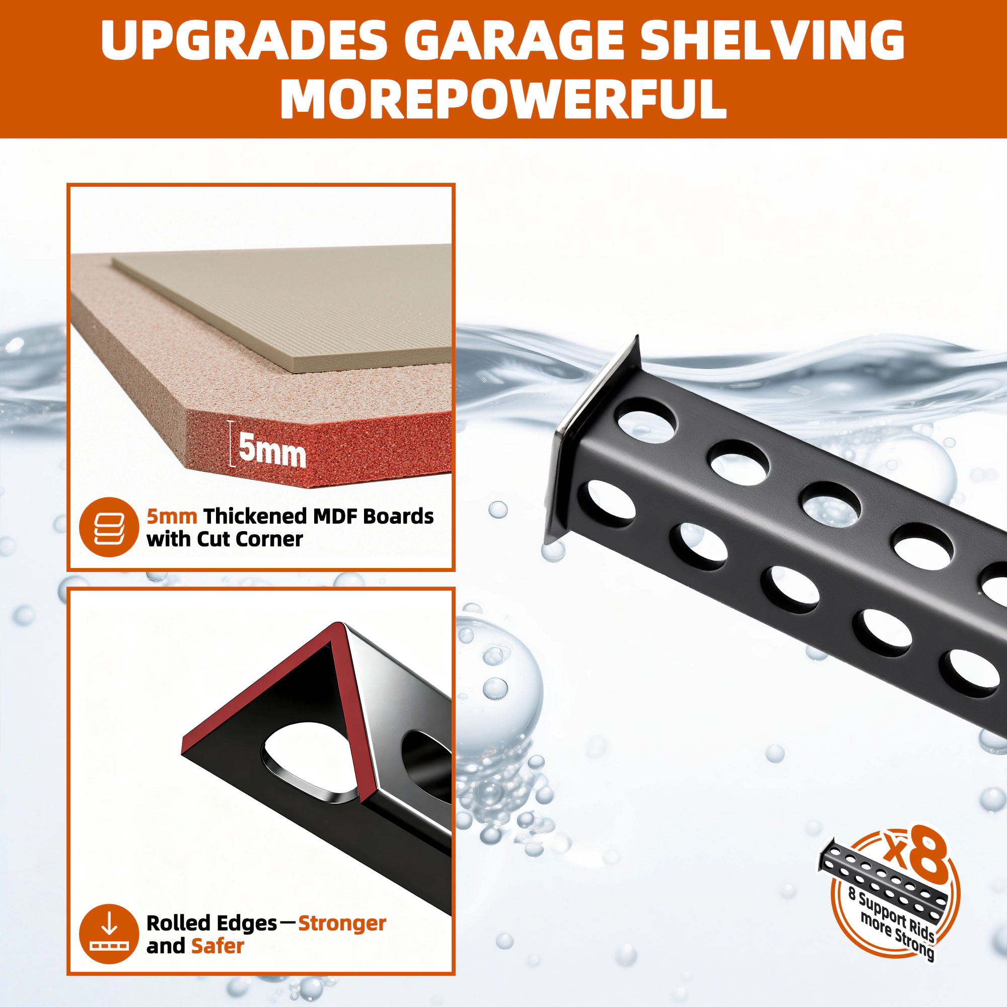 XJ 5-Tier Freestanding Garage Shelving, Heavy Duty Steel, Adjustable