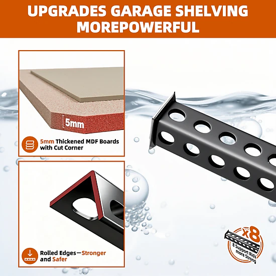 XJ 5-Tier Freestanding Garage Shelving, Heavy Duty Steel, Adjustable, Black (55"W x 72"H x 24"D)