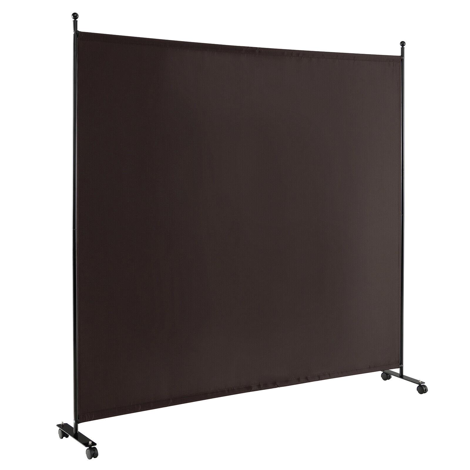SUGIFT Single Panel Lockable Casters Metal Frame Rolling Room Divider 73-in x 12-in x 73-in 4 Wheels 9-lb Brown