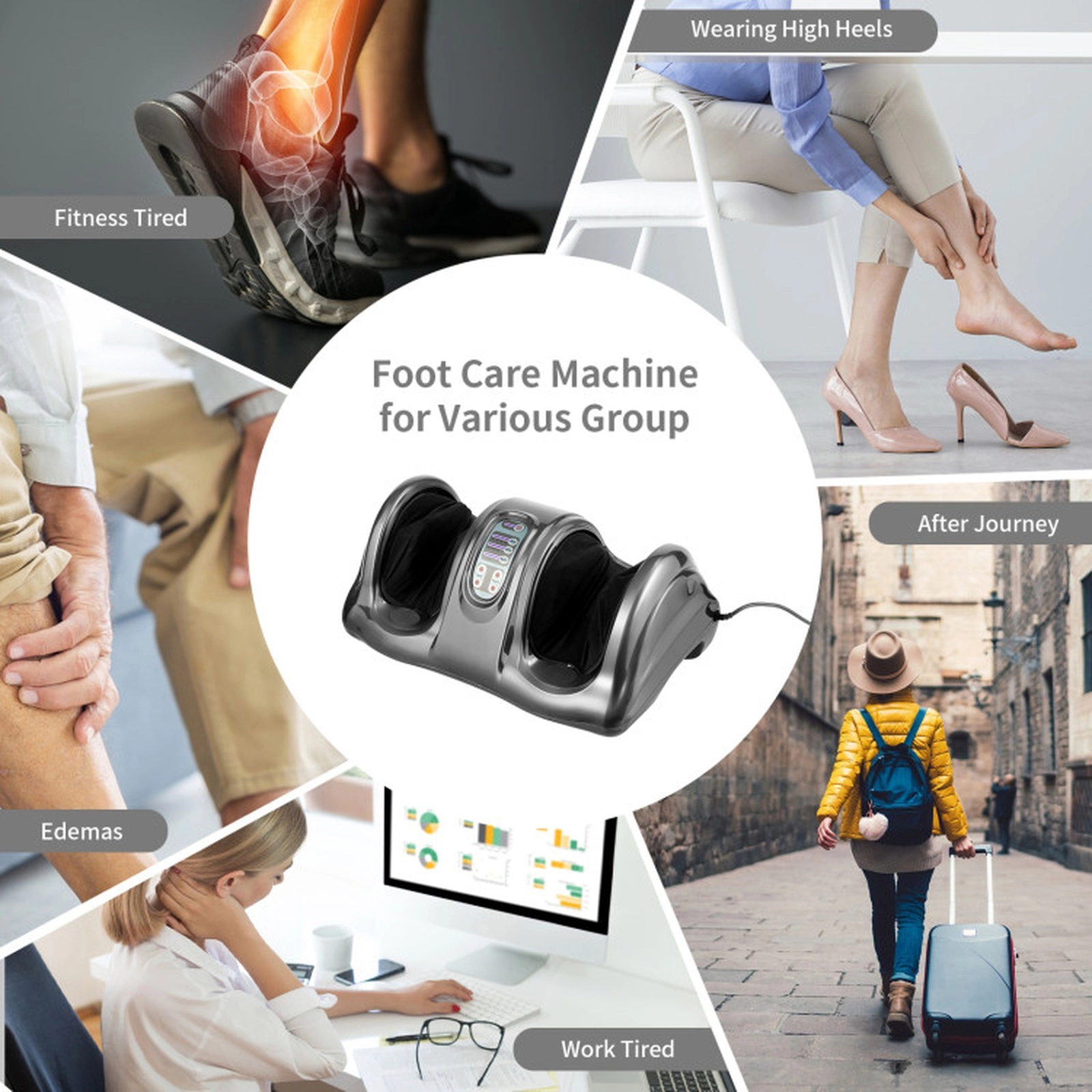 SUGIFT Shiatsu Foot and Calf Massager with High Intensity Rollers Adjustable Speed Direction and Remote Control