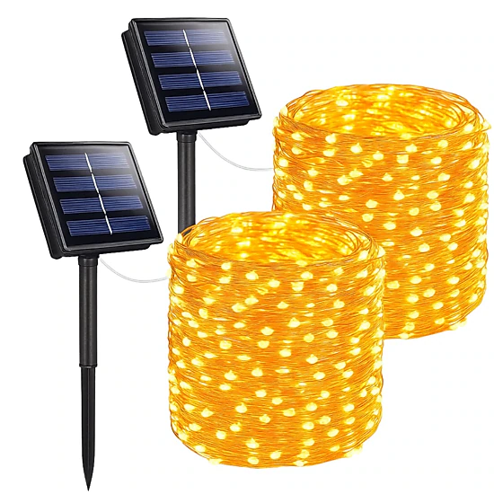 Elegani Solar Powered 200 LED Fairy Lights - 72 ft Copper Wire, 8 Modes ...