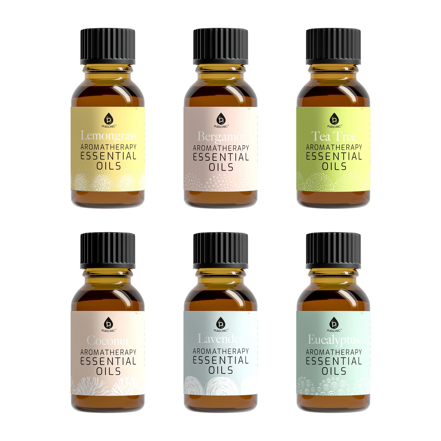 Pursonic Unisex 6 Pack Aromatherapy Essential Oils