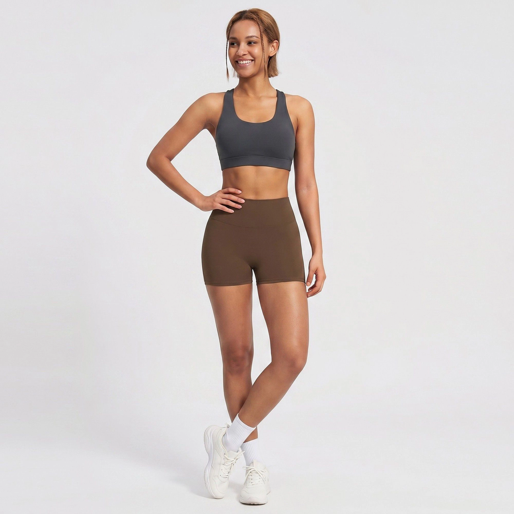 Anna-Kaci Women's High Waist Workout Biker Shorts Wide Waistband Yoga Training Active