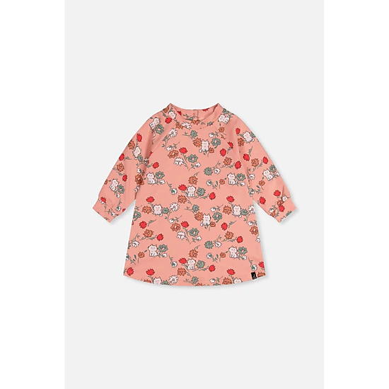 Deux par Deux Girls Cat Print French Terry Dress