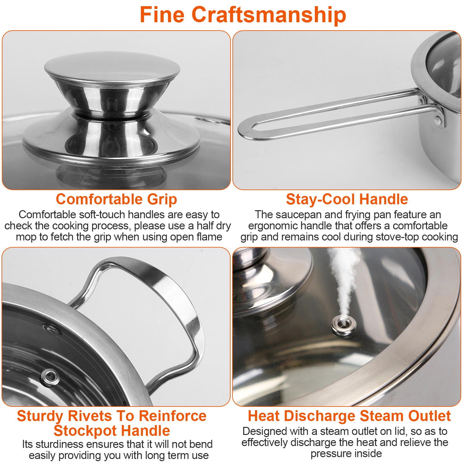 GBruno Stainless Steel 6-Piece Cookware Set