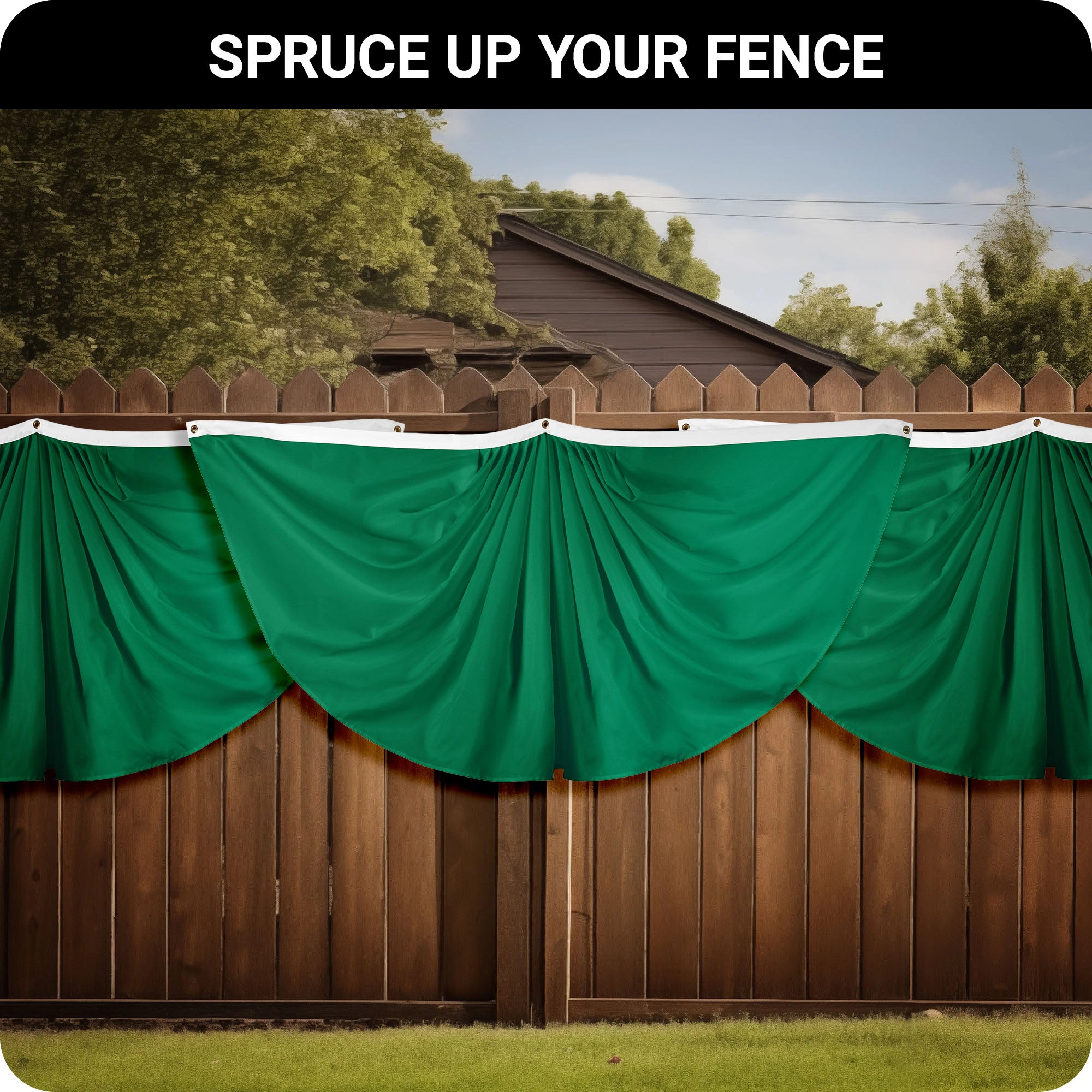 G128 Dark Green Pleated Fan Flag 3x6 Ft, 150D Polyester, Fade-Resistant Print, Brass Grommets