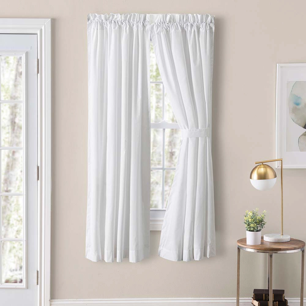 Ellis Classic Tailored Design in a Perma Press Fabric 3" Rod Pocket Tailored Pair with Ties 80"x63" White