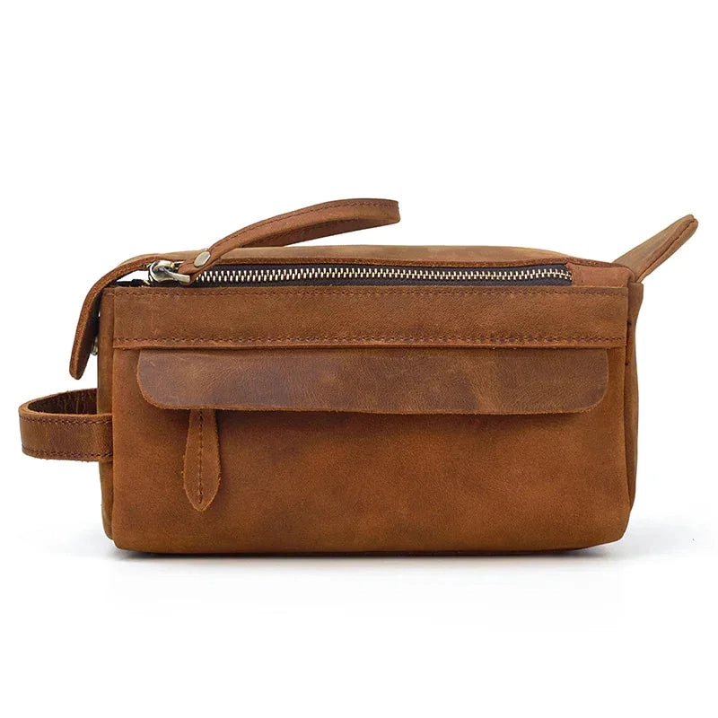 Steel Horse Leather Unisex Dado Leather Dopp Kit | Handmade Leather Toiletry Bag