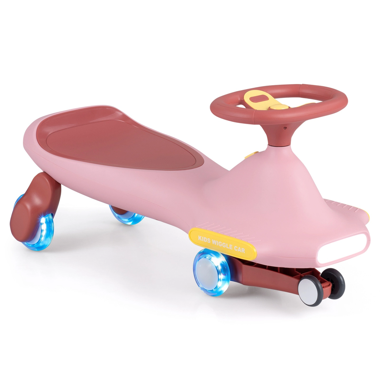 SUGIFT LED Flashing Wheel Wiggle Car Ride-On with Music 29 x 11.5 x 14.5 in Body Ages 2-8 Pink