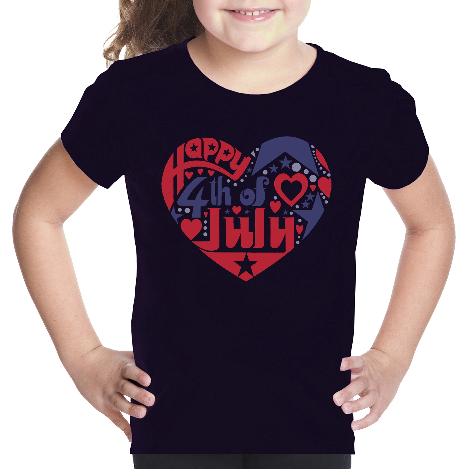 LA Pop Art Girls Word T-Shirt - July 4th Heart