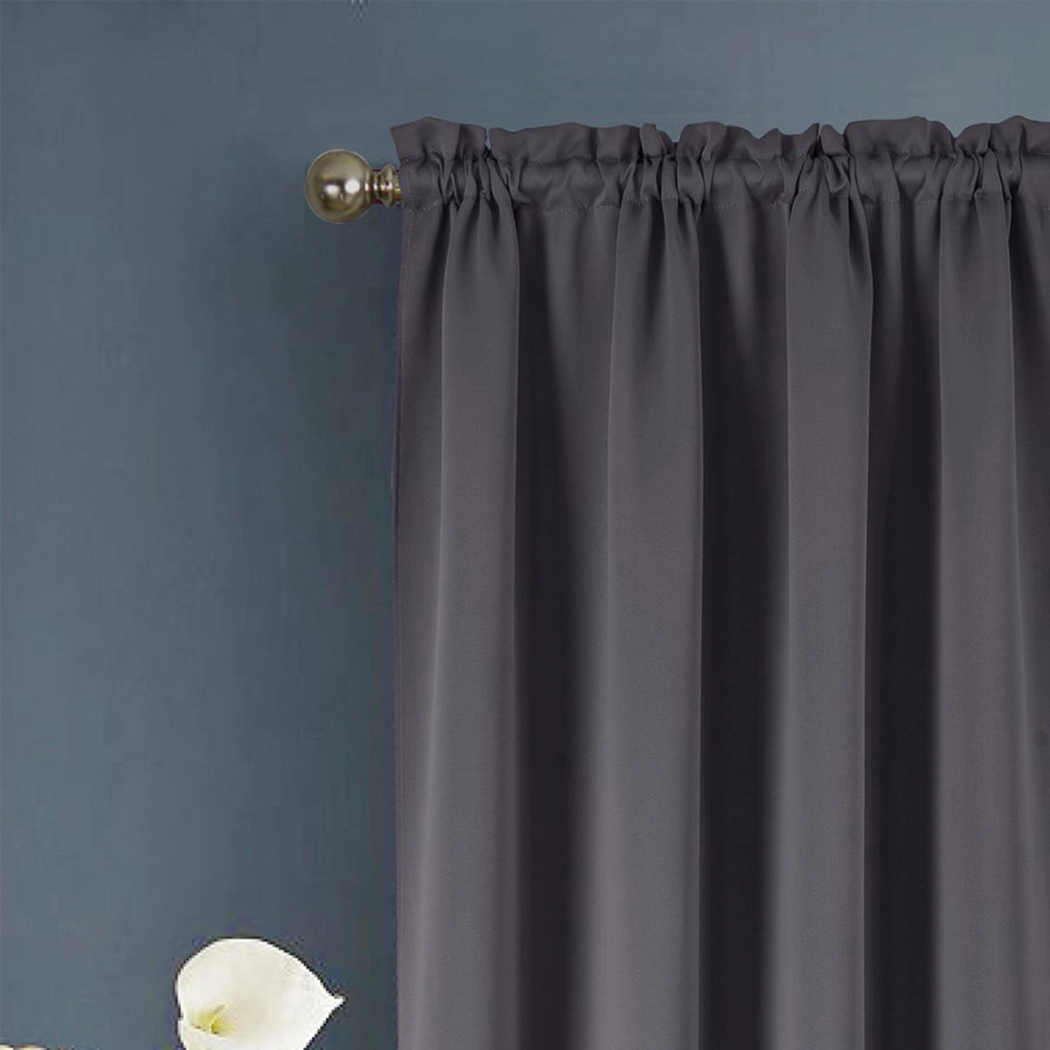 RT Designers Collection 100% Polyester Twilight Blackout Rod Pocket Curtain Panel 54" x 90" Charcoal