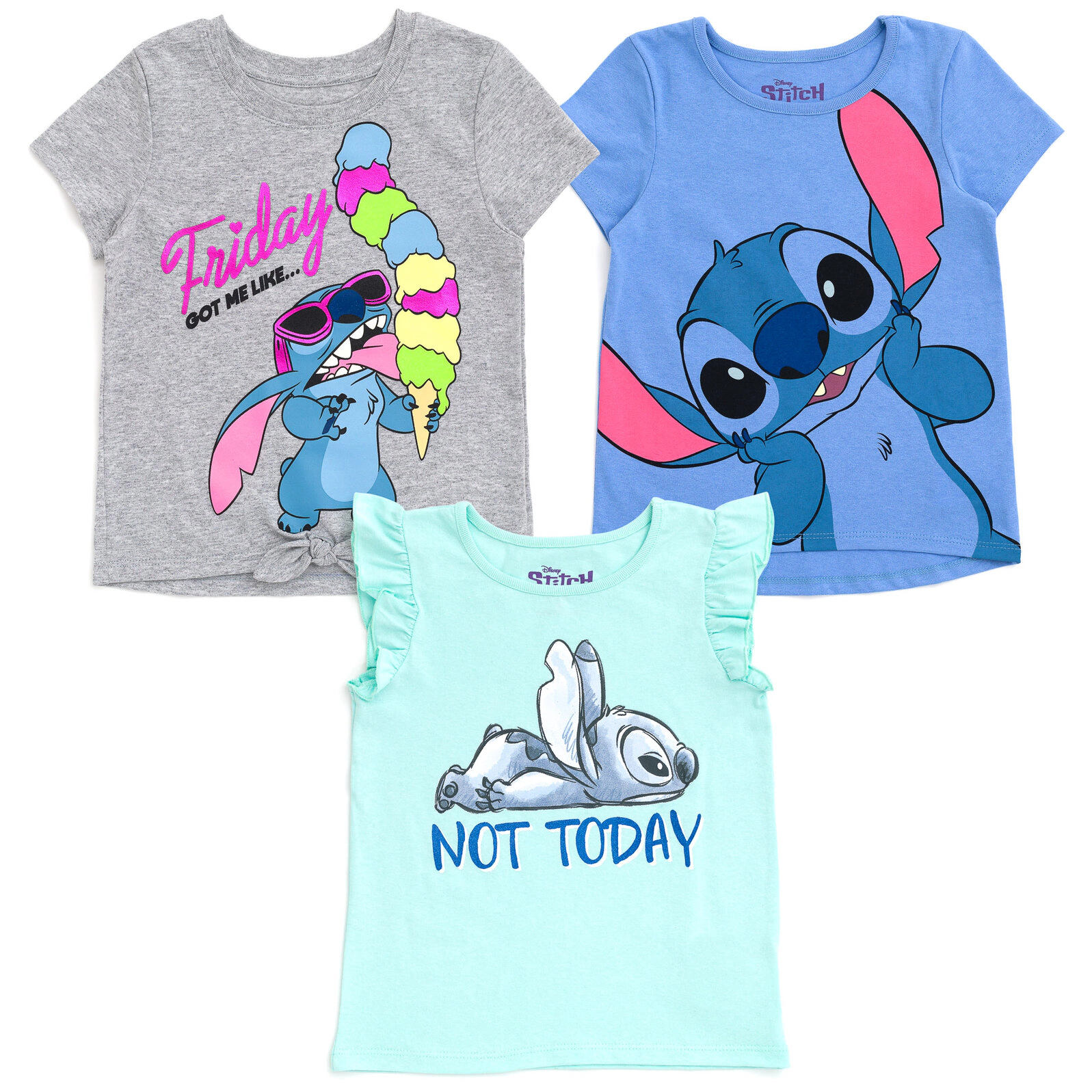Disney Lilo & Stitch Girls' 3-Pack Tees