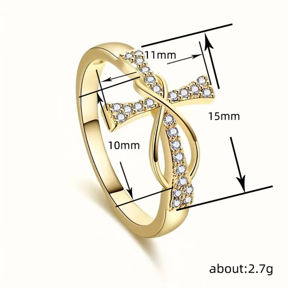 Women Fashion Cubic Zirconia Cross Ring Wedding Engagement Anniversary Party Jewelry