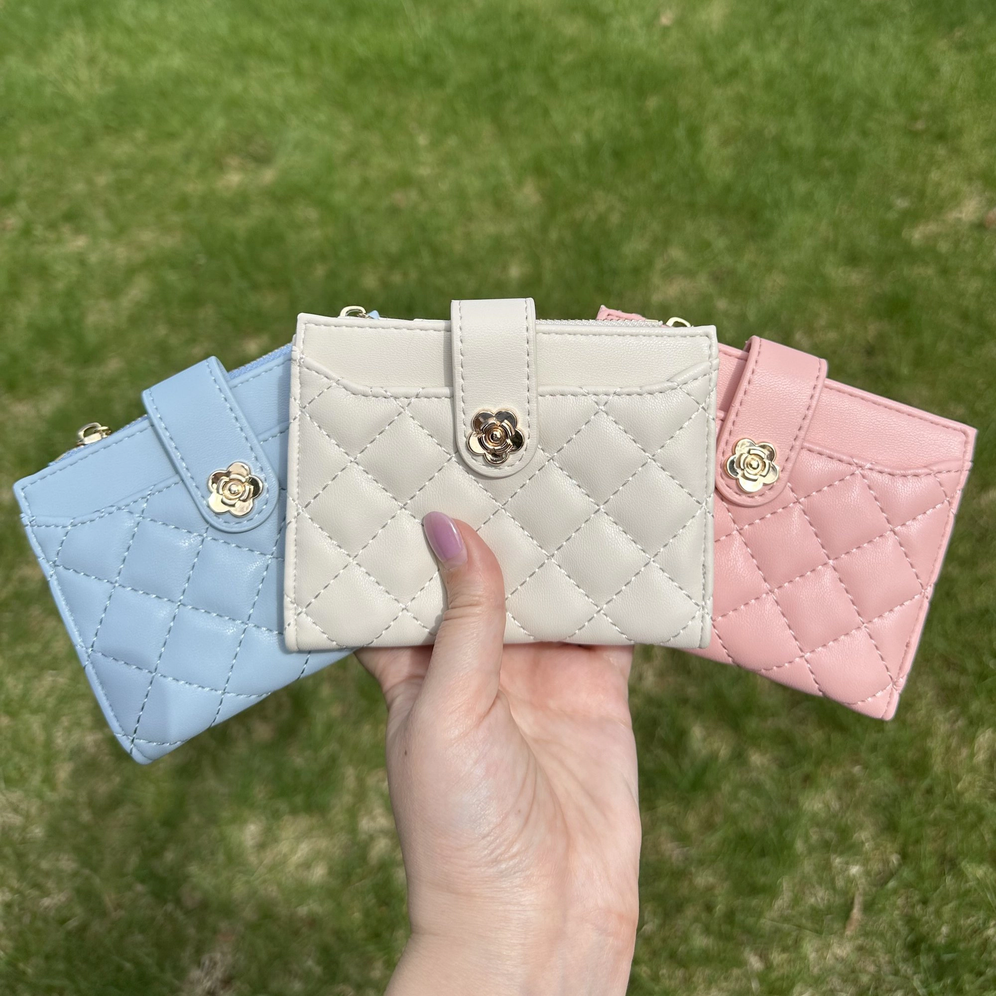 CTM Women's Premium Faux Leather Quilt Quality -Fold Wallet